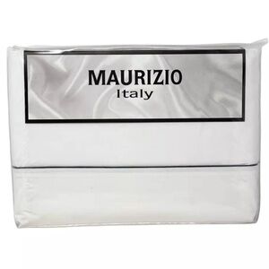 MAURIZIO Made In Italy KING White & Charcoal Cotton Luxury Duvet Cover Set NEW
